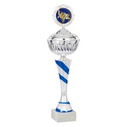 Slvpokal med bl streger - Fredericia