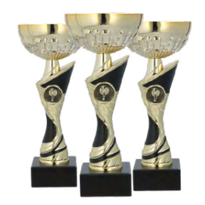 Plastpokal Guld/sort i 3 str.